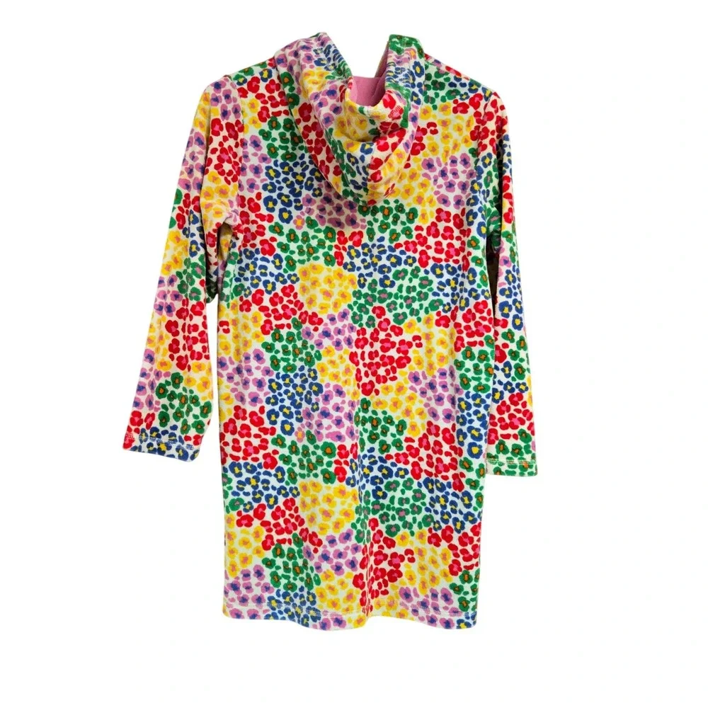 Mini Boden Romie Towelling Zip Throw On Leopard Floral Print Girls Size 11-12Y